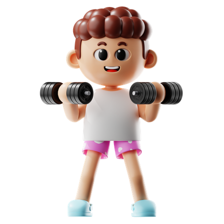 Man Leafting Triple Weight Dumbbell  3D Icon