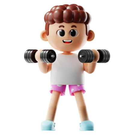 Man Leafting Triple Weight Dumbbell  3D Illustration