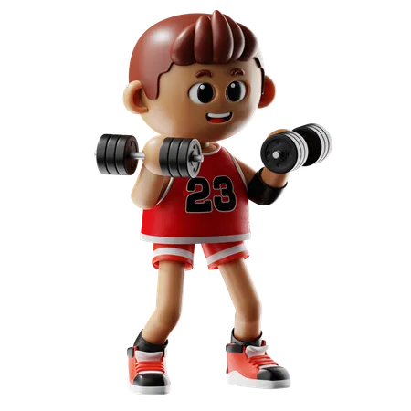 Man Leafting Triple Weight Dumbbell  3D Illustration