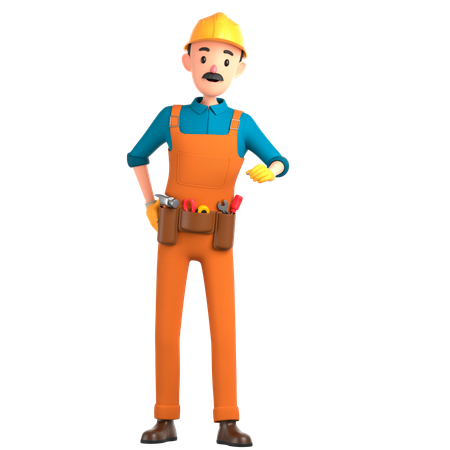 Man leaning against object  3D Illustration