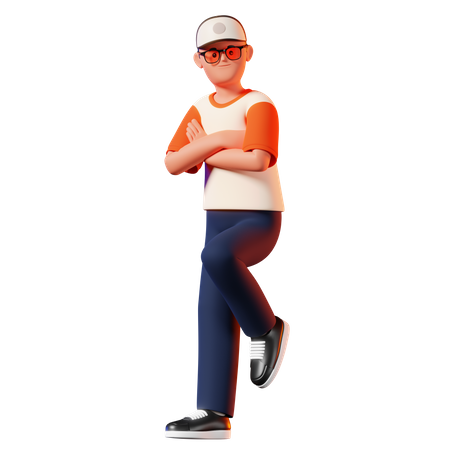 Man Leaning Againts The Wall Pose  3D Illustration