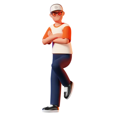 Man Leaning Againts The Wall Pose  3D Illustration