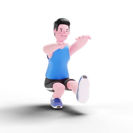 Man Leg Exercise  3D Illustration