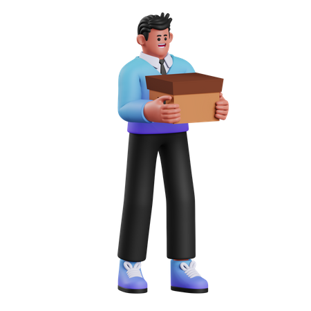 Man Lifting Box  3D Illustration