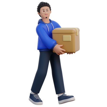 Man Lifting Box  3D Icon