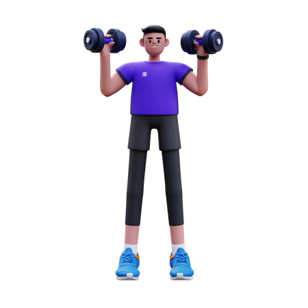 Man Lifting Dumbbell  3D Illustration