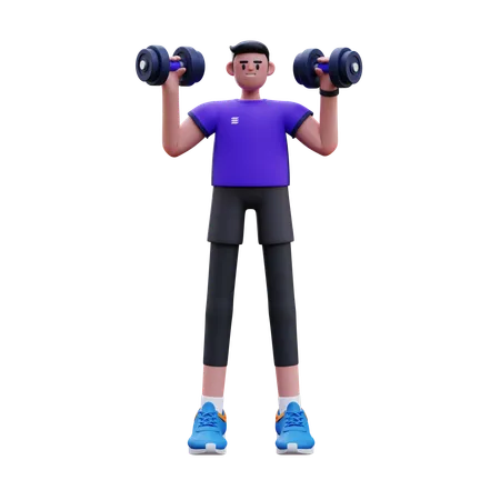 Man Lifting Dumbbell  3D Illustration