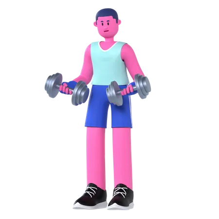 Man Lifting Dumbbell  3D Illustration