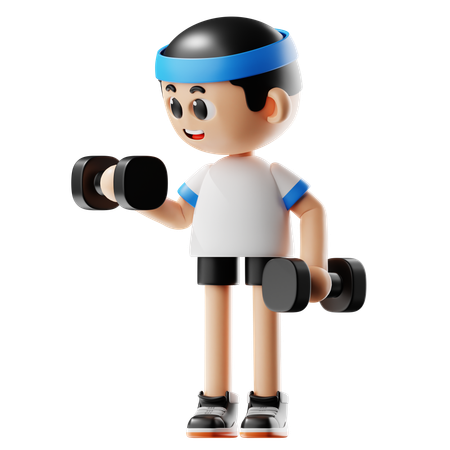 Man Lifting Dumbbell  3D Illustration