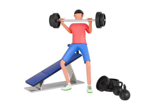 Weightlifting 3 D Illustration Man Lifting Dumbbell In Gym 3 D Illustration 3D Illustration