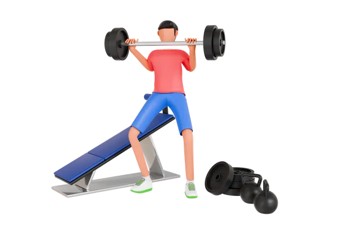 Man Lifting Dumbbell In Gym  3D Illustration