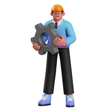 Man Lifting Gear  3D Illustration