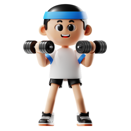 Man Lifting Triple Weight Dumbbell  3D Illustration