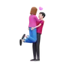 Man lifting woman hugging together