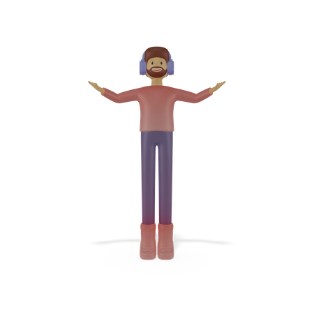 Man listening music  3D Icon