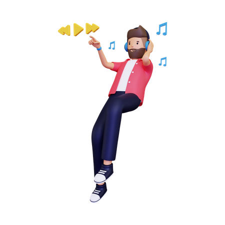 Man listening music  3D Icon
