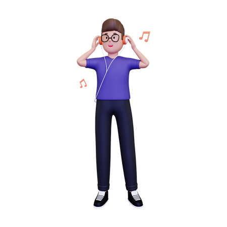 Man listening music  3D Icon