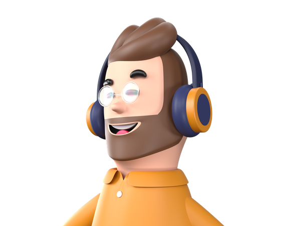 Man listening music  3D Illustration