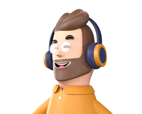 Man listening music  3D Illustration