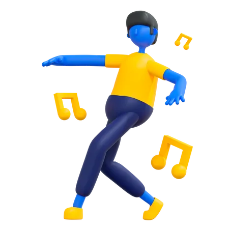 Man listening music  3D Illustration