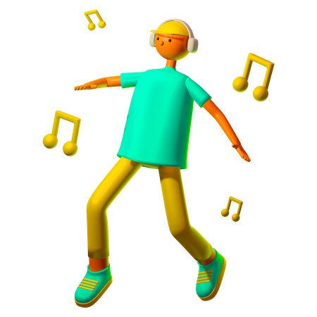 Man listening music 3D Illustration