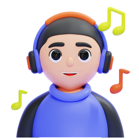 Man Listening to Music  3D Icon