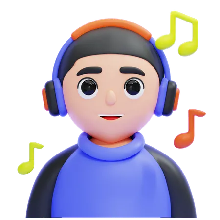 Man Listening to Music  3D Icon