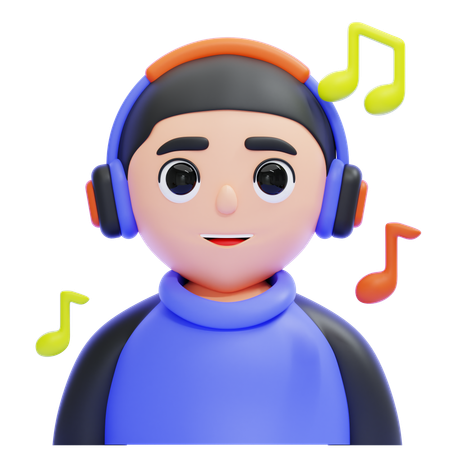 Man Listening to Music  3D Icon