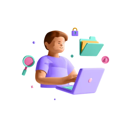 Man looking at Cryptocurrency Trading  3D Illustration
