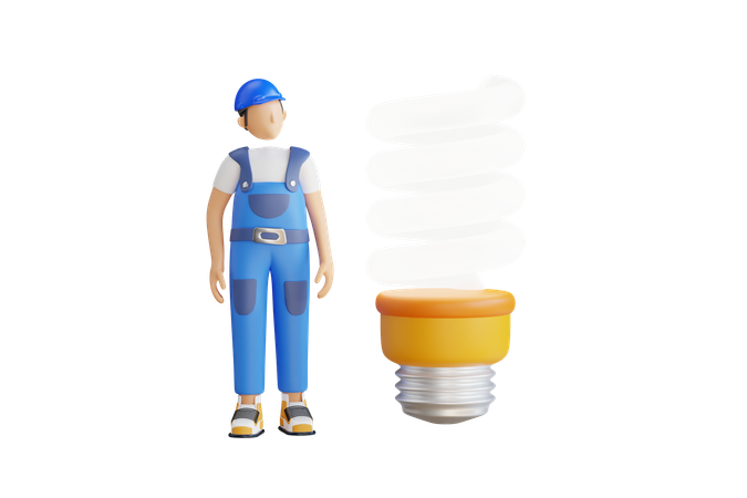 Man Looking At Light Bulb  3D Icon