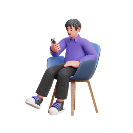 Man looking at mobile  3D Illustration