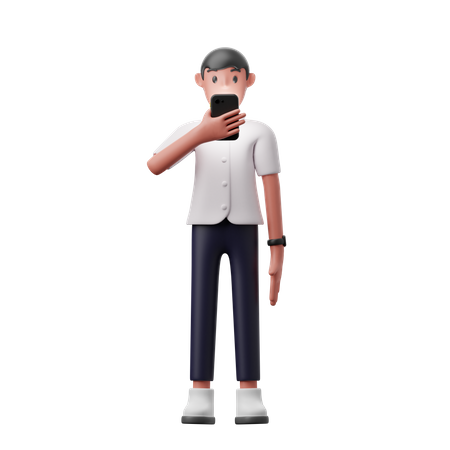 Man looking at phone  3D Illustration