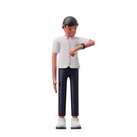 Man looking at watch  3D Icon