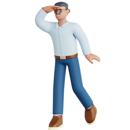 Man Looking Far Away  3D Illustration