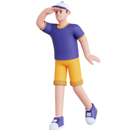 Man Looking Far Away  3D Illustration