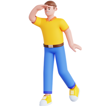 Man Looking Far Away  3D Illustration