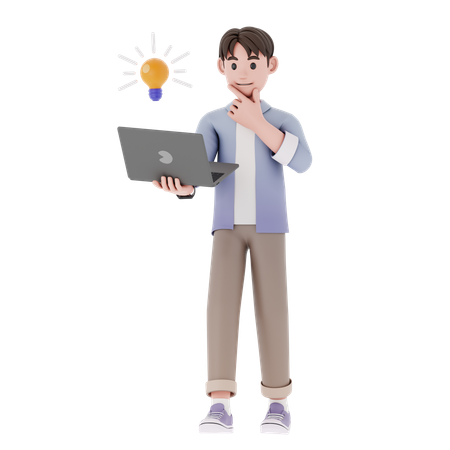 Man Looking For Business Idea  3D Illustration