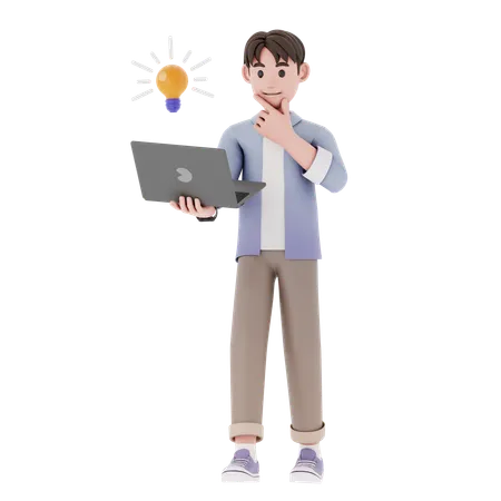 Man Looking For Business Idea  3D Illustration