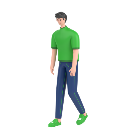 Boy Feel Frustrated Walking 3D Illustration