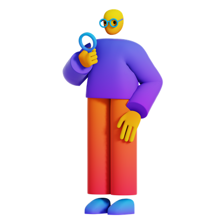 Man looking with Magnifier  3D Illustration