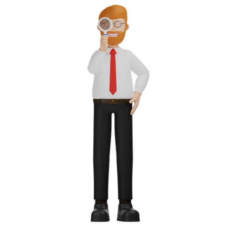 Man Magnifying Glass Research  3D Icon