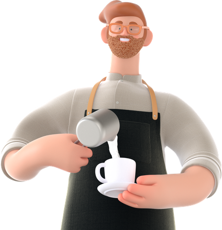 Man making coffee  3D Illustration