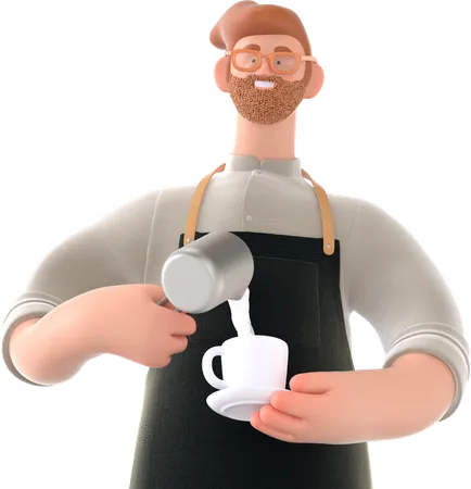 Man making coffee  3D Illustration