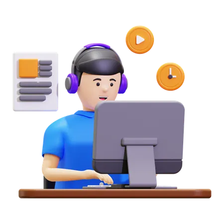 콘텐츠를 만드는 남자  3D Icon