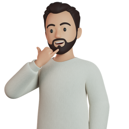 Man Making Showing Phone Or Call Me Gesture  3D Icon