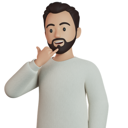 Man Making Showing Phone Or Call Me Gesture  3D Illustration