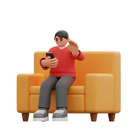 Man making video call  3D Icon