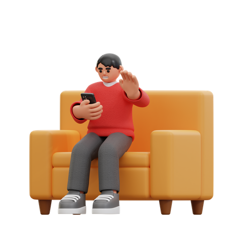 Man making video call 3D Icon