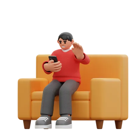 Man Making Video Call 3 D Illustration 3D Icon