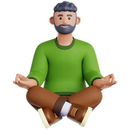 Man Meditation  3D Icon